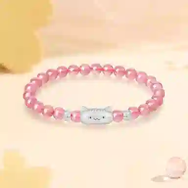 【S999足银纯银 福气满满】 七七银饰 招财猫咪萌趣卡通创意 纳福转运珠 财源滚滚 萌猫 精致轻奢时尚小众#好运 玛瑙 手串 男女同款情侣款