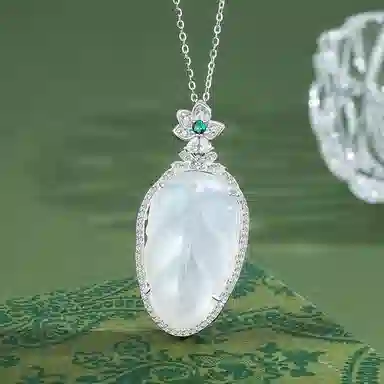 【S925纯银 高品质】 七七银饰 一叶富贵锁骨链 新中式小众设计轻奢简约百搭 清冷贵气感精致时尚 告白 约会礼盒#好运 玉髓 项链 女款