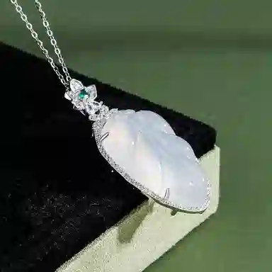 【S925纯银 高品质】 七七银饰 一叶富贵锁骨链 新中式小众设计轻奢简约百搭 清冷贵气感精致时尚 告白 约会礼盒#好运 玉髓 项链 女款