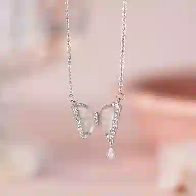 【S925纯银 高品质】 七七银饰 翩跹蝴蝶 森系唯美清新流苏锁骨链 温柔氛围感 精致甜美优雅仙气 高颜值 简约百搭通勤#好运 玉髓 项链 女款