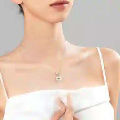 【S925纯银 吉祥好运】 七七银饰 如意平安锁 新中式轻奢小众设计感 复古国风温柔招财 祥云简约优雅长命锁 通勤百搭 玉髓 项链 女款