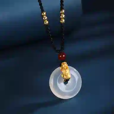 【S999足银纯银】貔貅 七七银饰  平安扣新中式 本命年发财暴富招财纳福 福气满满 平安顺遂   轻奢大方 天然 玛瑙 项链 男女同款情侣款