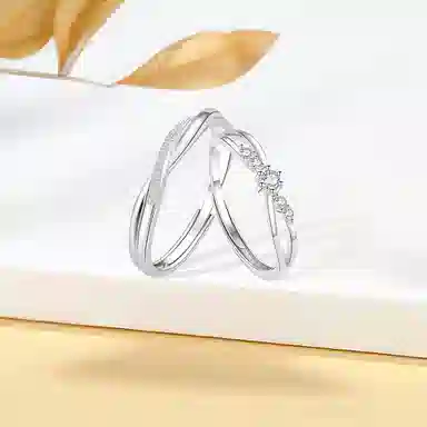 【S999足银纯银 免费刻字】 七七银饰 共渡爱河 恋爱频率 钟爱久久 爱意交织  银 戒指 男女同款情侣款