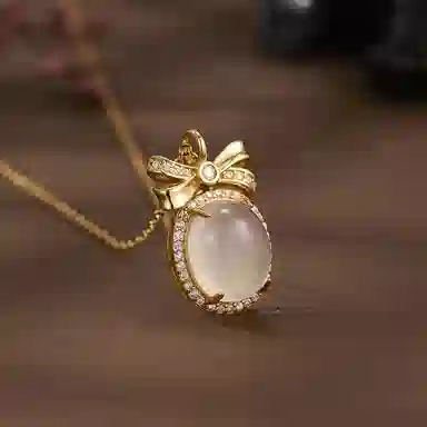 【S925纯银 高品质】 七七银饰 甜蜜蝴蝶结 甜蜜甜美温柔蝴蝶结设计精致高级感森系灵动梦幻小清新锁骨链 好运 玉髓 项链 女款