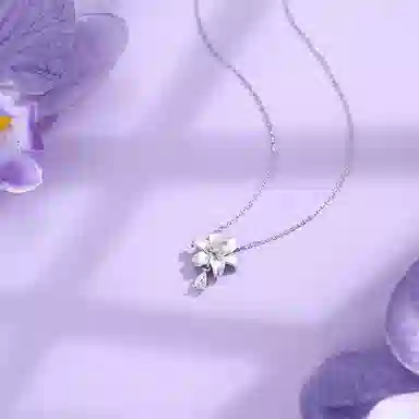 【S925银 在逃公主】 七七银饰 紫薇花 甜美小众轻奢气质高级感锁骨链 森系简约满钻爆闪 日常通勤约会学生好运 纯银 项链 女款