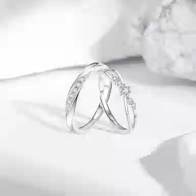 【S999足银纯银|精选高品质】 七七银饰 共渡爱河 钟爱久久 浪漫仪式感 优雅时尚小众 甜蜜  银 戒指 男女同款情侣款