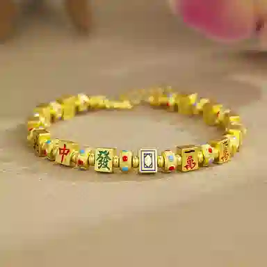 【S925银 八方来财】 七七银饰 十三幺麻将 国潮新中式国风 轻奢优雅精致高级 吸睛时尚百搭温柔知性古风#好运 纯银 手链 女款