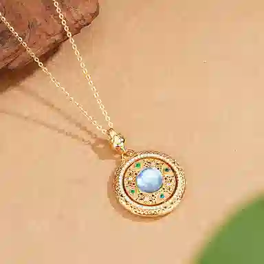 【S925纯银 高品质】 七七银饰 八宝罗盘 新中式国风复古 转动罗盘风生水起显白贵气感 转运顺遂#好运 琉璃 项链 女款