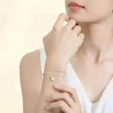 【S925银 马上有钱】 七七银饰  招财纳福 童趣可爱双层叠戴链 元宝铜钱四叶草爱心 时尚简约轻奢经典百搭 好运 纯银 手链 女款