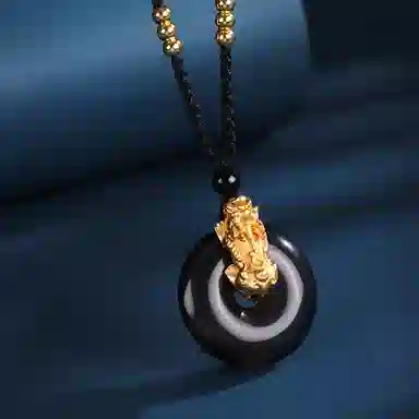 【S999足银纯银】貔貅 七七银饰  平安扣新中式 本命年发财暴富招财纳福 福气满满 平安顺遂   轻奢大方 天然 玛瑙 项链 男女同款情侣款