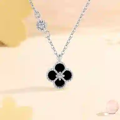 【S925纯银 好运四叶草】 七七银饰 幸运眷顾 诸事顺利有钱花 轻奢转运锁骨链 轻奢高级幸运草百搭通勤 约会告白女友 玛瑙 项链 女款