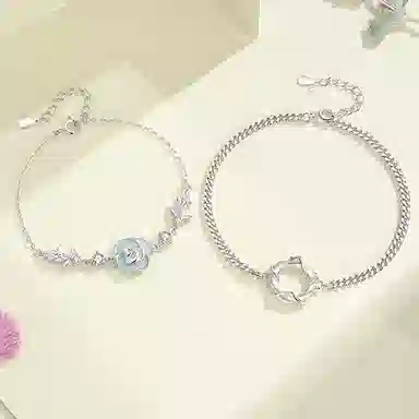 【S925银 在逃公主】 七七银饰 热恋神器 荆刺与玫瑰 勿忘我 小王子与玫瑰 森系小众精致 清冷 时尚经典  纯银 手链 男女同款情侣款