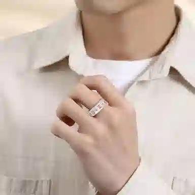 【S999纯银 转运招财】 七七银饰 转动十三幺 麻将 本命年 好运常在 复古时尚新中式潮流时尚 简约小众轻奢  足银 戒指 男女同款情侣款