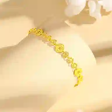 【S999足银 招财纳福】 七七银饰 碎碎多金 财运亨通碎 碎金几两铜钱新中式 盘缠 复古福气满满 转运好运 纯银 手链 女款