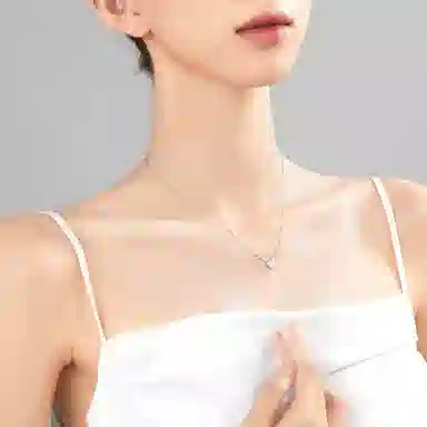 【S925纯银 高品质】 七七银饰 爱心 心动轨迹 在逃公主甜美设计 大颗鹿角爱心 浪漫星球甜蜜守护 恋爱频率锁骨链 恋爱告白 玉髓 项链 女款