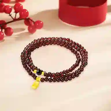 【S925纯银|福气满满】 七七银饰 鸿运福牌纳福珠串新中式国风高级感  气质百搭 本命年转运  三圈叠戴天然 玛瑙 玉石手串 男女同款情侣款