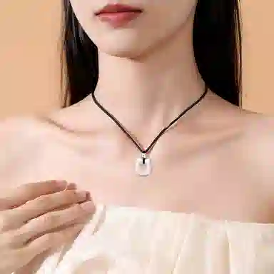 【S990足银纯银 招财好运】 七七银饰 吃定你 猫咪平安扣 萌趣可爱 时来运转 新中式编绳设计 轻奢时尚小众氛围感 玉髓 项链 男女同款情侣款