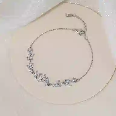 【S999足银 紫藤花开】 七七银饰 森系小清新 招财蝴蝶 微笑原创小众轻奢闪耀 在逃公主浪漫告白甜蜜饰爱 好运 纯银 手链 女款