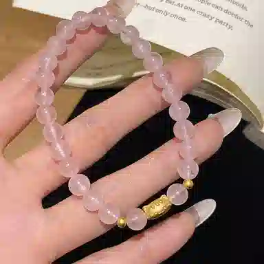 【S925银 高品质】 七七银饰 萌趣法棍猫 童真可爱招财小猫咪 童话梦幻 小众简约设计感时尚 精致时尚优雅 好运 粉水晶 手串 女款