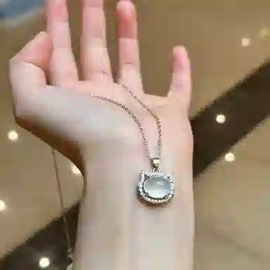 【S925纯银 高品质】 七七银饰 猫咪 萌趣可爱 镶钻闪耀 轻奢精致优雅时尚小众 简约大方 日常通勤百搭#好运 玉髓 项链 男女同款情侣款
