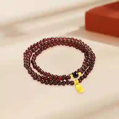 【S925纯银|福气满满】 七七银饰 鸿运福牌纳福珠串新中式国风高级感  气质百搭 本命年转运  三圈叠戴天然 玛瑙 玉石手串 男女同款情侣款