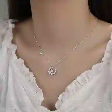 【S999足银 心动告白】 七七银饰 浪漫蝶恋花水晶 梦幻跳动 甜美可爱轻奢优雅个性设计 百搭休闲通勤显白#好运  纯银 项链 女款