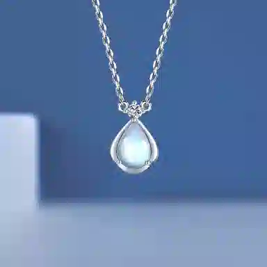 【S925纯银 在逃公主】 七七银饰 鲁伯特之泪 小众人鱼眼泪水滴 清冷简约时尚大方 甜美轻奢精致锁骨链 好运 闺蜜 女友 琉璃 项链 女款
