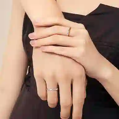 【S999足银纯银 免费刻字】 七七银饰 熠熠浪漫百搭开口可调节轻奢简约高级感日常通勤  银 戒指 男女同款情侣款