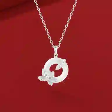 【高品质|精选S999银】 七七银饰 荷塘月色 平安纳福 招财好运 事事如意 新中式国风复古设计 时尚百搭天然 玉髓 项链 男女同款情侣款