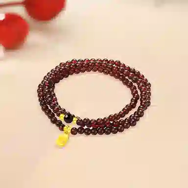 【S925纯银|福气满满】 七七银饰 鸿运福牌纳福珠串新中式国风高级感  气质百搭 本命年转运  三圈叠戴天然 玛瑙 玉石手串 男女同款情侣款