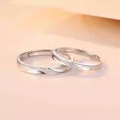 【S999足银纯银 免费刻字】 七七银饰 熠熠浪漫百搭开口可调节轻奢简约高级感日常通勤  银 戒指 男女同款情侣款
