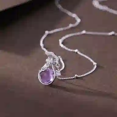 【S925银 福气满满】 七七银饰 如意福袋 招财纳福新中式有钱花 国风复古转运纳福 时尚百搭轻奢优雅气质 好运 天然 紫水晶 项链 女款