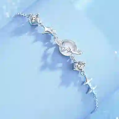 【S925纯银】 七七银饰 冥王星与卡戎 时尚优雅精致 浪漫轻奢高级 清冷小众氛围感 日常通勤百搭 好运 琉璃 手链 男女同款情侣款