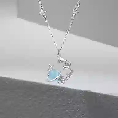 【S925银 浪漫告白】 七七银饰 星球玫瑰 梦幻童真在逃公主小王子与玫瑰 童话幻彩星球 闪耀精致 锁骨链 约会 纯银 项链 女款