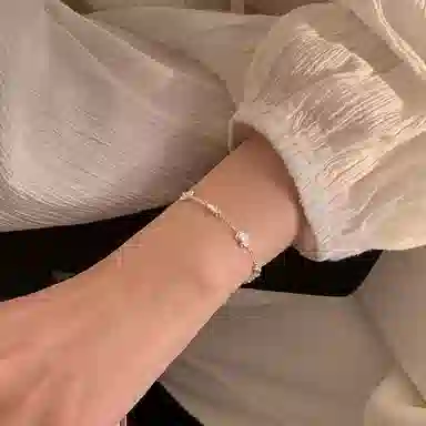 【S925纯银】 七七银饰 面包脑袋 萌趣治愈系小清新 时尚复古小巧精致 可爱通勤百搭文艺 浪漫配饰#好运  银 手链 男女同款情侣款