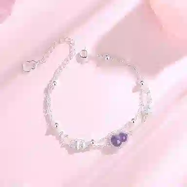 【S925纯银 福气满满】 七七银饰   新中式国潮招财纳福 转运上岸 平安喜乐 轻奢温婉淑女风 简约百搭显白 福禄双全天然 紫水晶 手链 女款