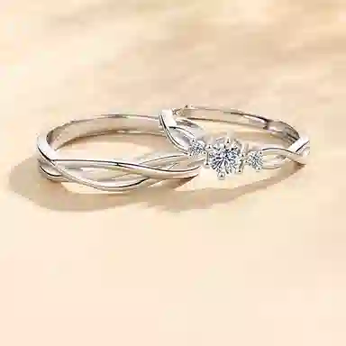 【S999足银纯银|精选高品质】 七七银饰 青丝白雪 钟爱久久 爱意交织 告白仪式感 浪漫优雅轻奢小众  银 戒指 男女同款情侣款