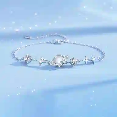 【S925纯银】 七七银饰 冥王星与卡戎 时尚优雅精致 浪漫轻奢高级 清冷小众氛围感 日常通勤百搭 好运 琉璃 手链 男女同款情侣款