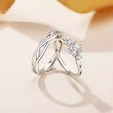 【S999足银纯银|精选高品质】 七七银饰 青丝白雪 钟爱久久 爱意交织 告白仪式感 浪漫优雅轻奢小众  银 戒指 男女同款情侣款