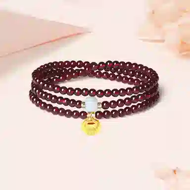 【S925纯银|福气满满】 七七银饰 时来运转 纳福珠串新中式国风高级感 转运珠气质百搭 本命年转运 三圈叠戴天然 玛瑙 手串 男女同款情侣款