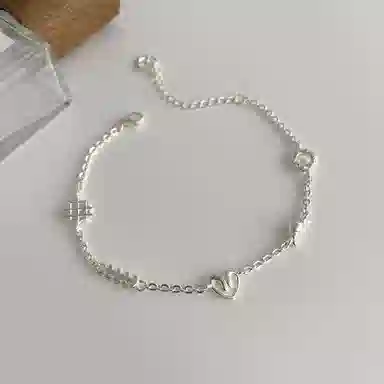 【S925纯银】 七七银饰 面包脑袋 萌趣治愈系小清新 时尚复古小巧精致 可爱通勤百搭文艺 浪漫配饰#好运  银 手链 男女同款情侣款