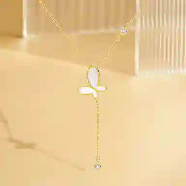 【S925纯银 蝴蝶招财玄学】 七七银饰 森系唯美清新流苏锁骨链 温柔氛围感 精致甜美优雅仙气 高颜值翩跹 好运 玉髓 项链 女款