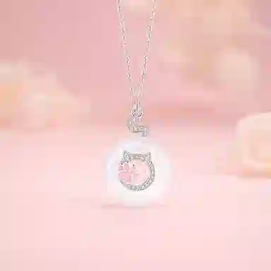 【S925纯银 高品质】 七七银饰 招财猫 八方来财甜蜜萌宠童趣 温柔可爱浪漫轻奢高级显白优雅锁骨链 小众通勤百搭约会 玉髓 项链 女款
