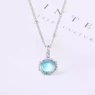 【S925纯银 招财招桃花】 七七银饰 白月光 梦幻甜美氛围感 精致小众设计感在逃公主精致浪漫简约温柔气质百搭#好运 琉璃 项链 女款