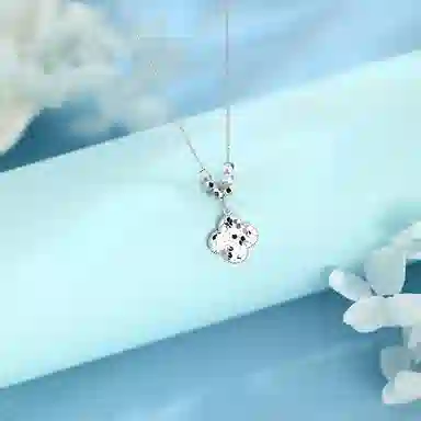 【S925银 好运四叶草】 七七银饰  碎冰冰爆闪转运珠新中式精致 优雅闪耀显白温柔甜美气质 百搭转运来财  纯银 项链 女款