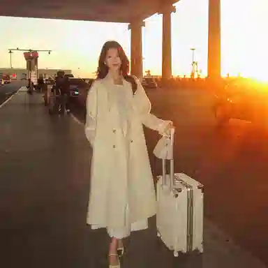 桴生 韩系时尚舒适纯色羊毛长款双排扣领设计感通勤慵懒风毛呢大衣 女款
