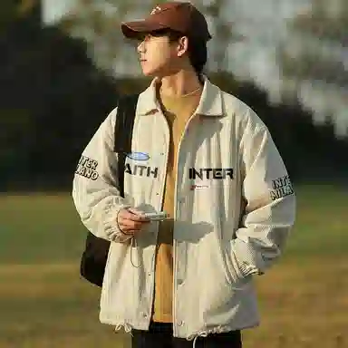 国际米兰足球俱乐部 灯芯绒字母印花休闲宽松工装美式复古运动户外学生高街外套夹克 男女同款