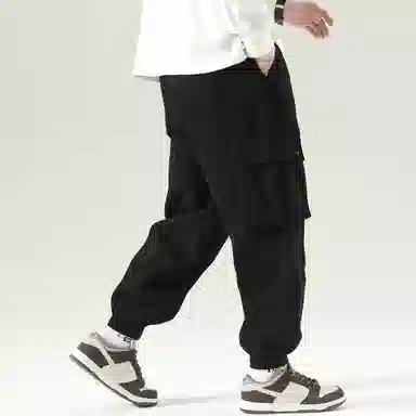 国际米兰足球俱乐部 美式高街复古字母印花简约纯棉宽松机能户外百搭时尚基础款系带束脚多口袋休闲工装裤 男女同款