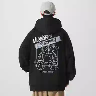 国际米兰足球俱乐部 涂鸦印花宽松休闲连帽套头学生运动户外内搭上衣重磅卫衣 男女同款