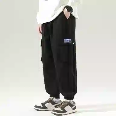 国际米兰足球俱乐部 美式高街复古字母印花简约纯棉宽松机能户外百搭时尚基础款系带束脚多口袋休闲工装裤 男女同款